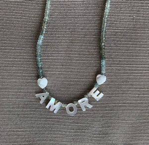 Moss agate gemstone necklace
